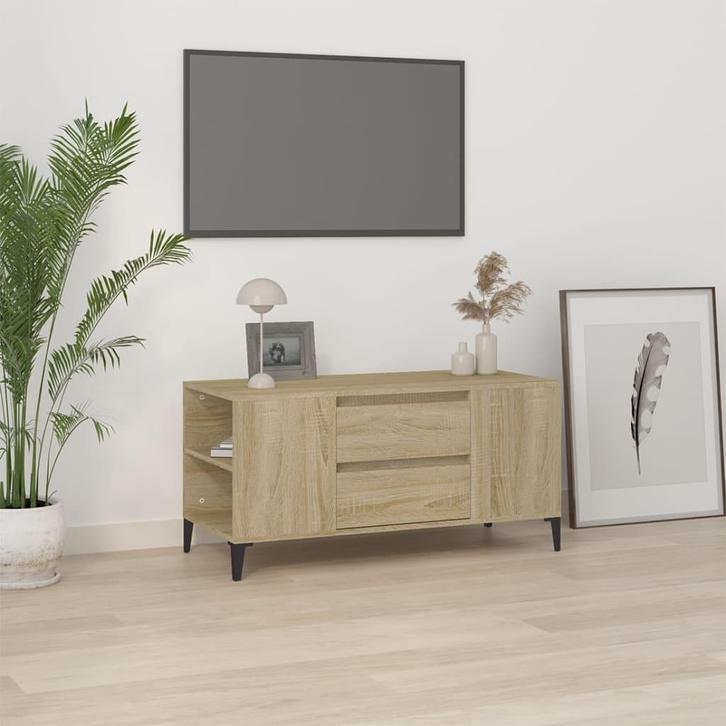 vidaXL Tv-meubel 102x44,5x50 cm bewerkt hout sonoma, Huis en Inrichting, Kasten | Televisiemeubels, 25 tot 50 cm, Nieuw, Overige houtsoorten