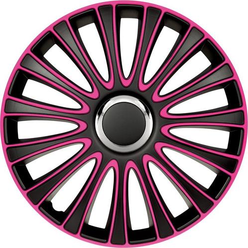 4-Delige Wieldoppenset LeMans 17-inch zwart/roze, Auto diversen, Wieldoppen, Nieuw, Verzenden