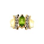 Gouden ring met peridoot en diamant 14 krt, Sieraden, Tassen en Uiterlijk, Ringen, Ophalen of Verzenden, Nieuw
