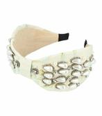 Haarband Diadeem Statement Parel Kralen Fantasie 8cm Wit, Nieuw