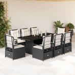 vidaXL 9-delige Tuinset poly rattan zwart, Tuin en Terras, Nieuw, 8 zitplaatsen, Tuinset, Verzenden