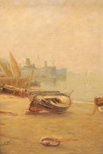 Pere Navarro Escuder (XIX-XX) - Barcas en la playa, Antiek en Kunst, Kunst | Schilderijen | Klassiek
