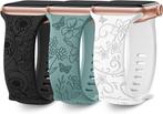 3x Armband geschikt voor Apple Watch – Bloemen Motief -, Verzenden, Nieuw, Zwart