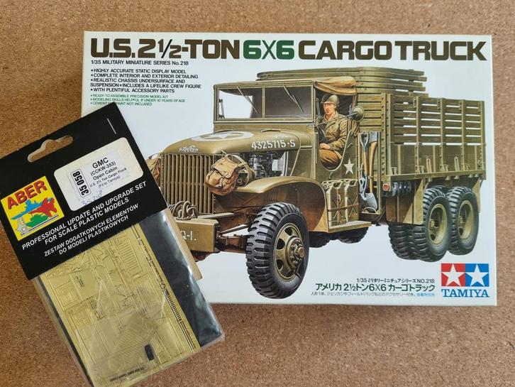 Tamiya 35218 2½-Ton 6×6 Cargo Truck 1:35 + Aber PE set, Hobby en Vrije tijd, Modelbouw | Auto's en Voertuigen, Tamiya, Verzenden