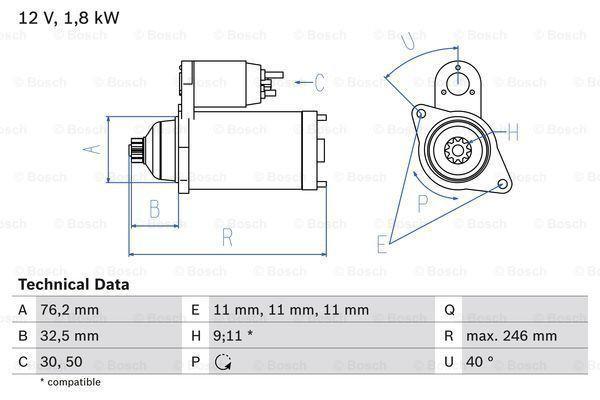 Startmotor / Starter VOLKSWAGEN TRANSPORTER T4 (2.5 TDI), Auto-onderdelen, Motor en Toebehoren, Nieuw, Ophalen of Verzenden
