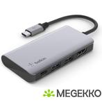 Belkin AVC006btSGY CONNECT USB-C 4-in-1 Multiport Adapter, Verzenden, Nieuw, Belkin