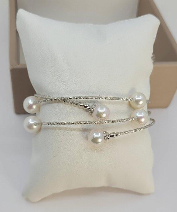 Armband - 18 karaat Witgoud - Gecertificeerde Akoya Parels, Sieraden, Tassen en Uiterlijk, Armbanden