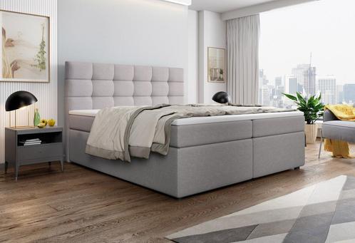 Boxspring Donna - compleet incl. topper en opbergruimte!, Huis en Inrichting, Slaapkamer | Boxsprings, 160 cm, 200 cm, Beige, Grijs