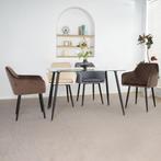 Lina® Noble - Velvet Eetkamerstoelen - Set van 2 - Bruin, Huis en Inrichting, Stoelen, Twee, Bruin, Stof, Nieuw