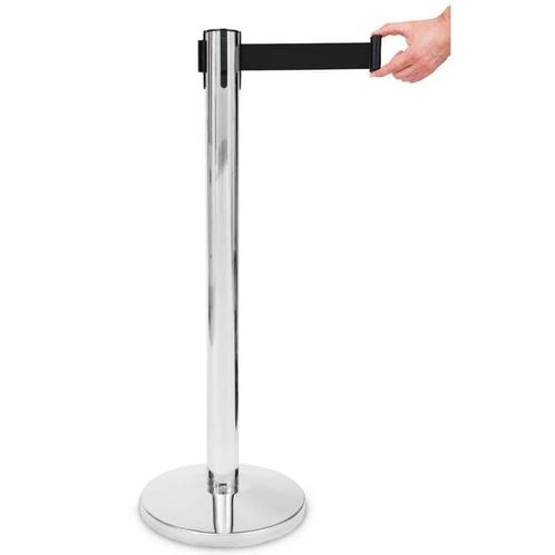 Afzetpaal | PREMIUM | Verchroomd | Incl. Afzetlint (Zwart) |, Zakelijke goederen, Horeca | Keukenapparatuur, Nieuw in verpakking