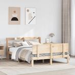 vidaXL Bedframe met hoofdbord massief grenenhout 120x190 cm, Bruin, Verzenden, Nieuw, 190 cm of minder