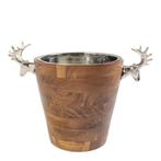 Champagne Koeler hert hout zilver 30x42x26cm, Verzenden, Nieuw