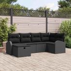 vidaXL Tuin Sofa Set met kussen met opslag 6 pcs Zwart Poly, Verzenden, Nieuw, Rotan