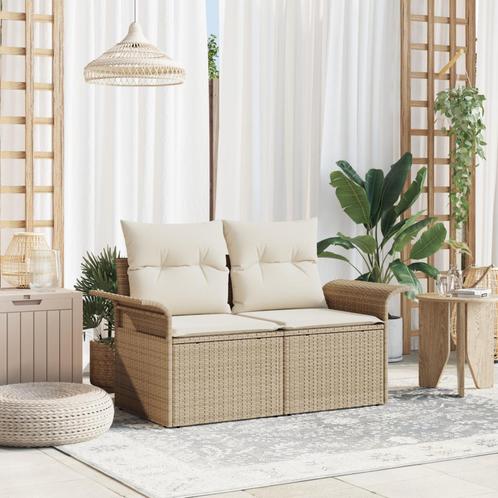vidaXL Tuinbank 2-zits met opbergruimte en kussens poly, Tuin en Terras, Tuinsets en Loungesets, Nieuw, Rotan, Verzenden