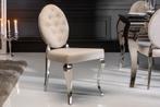 Elegante stoel MODERN BAROQUE beige fluweel met knopen, Huis en Inrichting, Ophalen of Verzenden, Nieuw