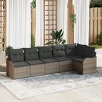 vidaXL 6-delige Tuinbankenset met kussens poly rattan grijs, Verzenden, Nieuw, Rotan