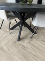 Nieuwe ronde eettafel zwart mangohout matrixpoot metaal 175, Overige houtsoorten, Verzenden, Rond, Nieuw