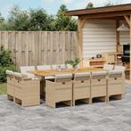 vidaXL 13-delige Tuinset met kussens poly rattan beige, Tuin en Terras, 2 zitplaatsen, Nieuw, Tuinset, Verzenden