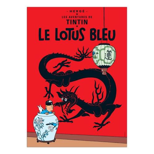 Kuifje Le Lotus Blue Poster 50 x 70 cm, Verzamelen, Stripfiguren, Nieuw, Ophalen of Verzenden