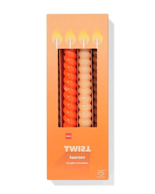 HEMA Lange huishoudkaars Ø2.2x25cm gedraaid roze-oranje - 4, Huis en Inrichting, Woonaccessoires | Kandelaars en Kaarsen, Nieuw