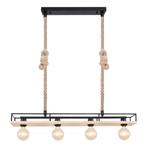Hanglamp TRIXI 95.0 cm 4-lichts Zwart, Bruin, Huis en Inrichting, Lampen | Hanglampen, Nieuw, Ophalen of Verzenden, Metaal