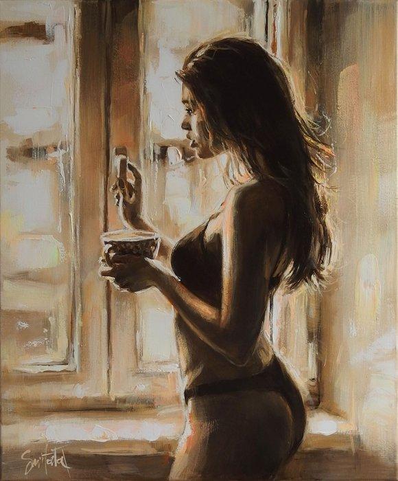 Ewa Switala - By the Window, Antiek en Kunst, Kunst | Schilderijen | Modern