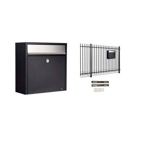 Hekbrievenbus Allux 2500 - zwart met RVS klep, Tuin en Terras, Brievenbussen, Nieuw, Verzenden