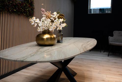 Kwartsiet exclusief Mediterraneo DeensOvaal beperkte oplage, Huis en Inrichting, Tafels | Eettafels, 100 tot 150 cm, 200 cm of meer