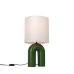 Scandinavische tafellamp groen met linnen kap wit - Lotti, Huis en Inrichting, Lampen | Tafellampen, Nieuw, Kunststof, Design
