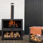 Esschert Design - Tuinkachel L - met Houtopslag - Zwart