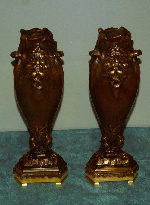 Grande paire de vase en bronze Bacchus (1850-1900) - Vaas, Antiek en Kunst, Antiek | Overige Antiek
