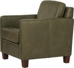 Direct meenemen | Olijfgroene leren fauteuil | olijfgroen le, Huis en Inrichting, Fauteuils, Nieuw, Ophalen of Verzenden, Landelijk