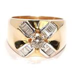 Ring - 14 karaat Geel goud, Witgoud - 1.13ct. tw. Diamant, Sieraden, Tassen en Uiterlijk, Ringen, Nieuw