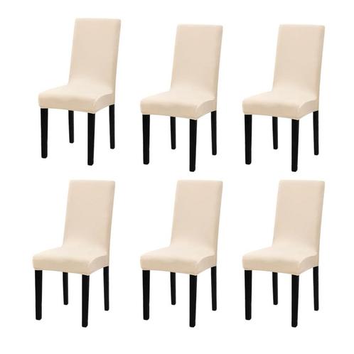 Stoelhoezen - Eetkamerstoel Hoes - 6 Stuks - Creme -, Huis en Inrichting, Stoelen, Nieuw, Verzenden