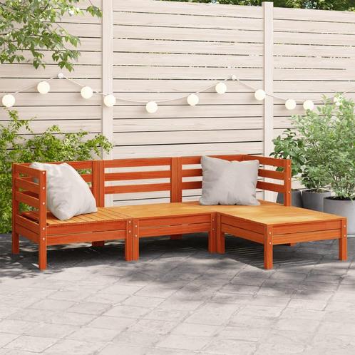 vidaXL Tuinbank 3-zits met voetenbank massief grenenhout, Tuin en Terras, Tuinsets en Loungesets, Nieuw, Verzenden