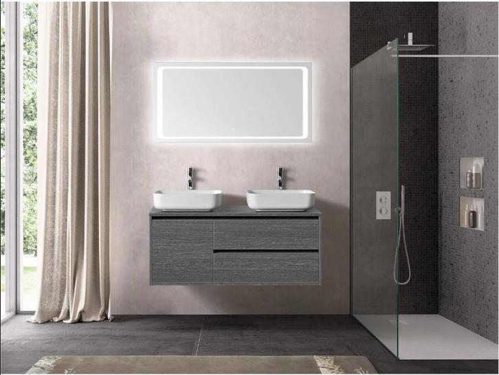 Badkamermeubel Incl. Spiegel en waskommen, Huis en Inrichting, Badkamer | Badkamermeubels, 50 tot 75 cm, Nieuw, Wastafelkast, Minder dan 100 cm