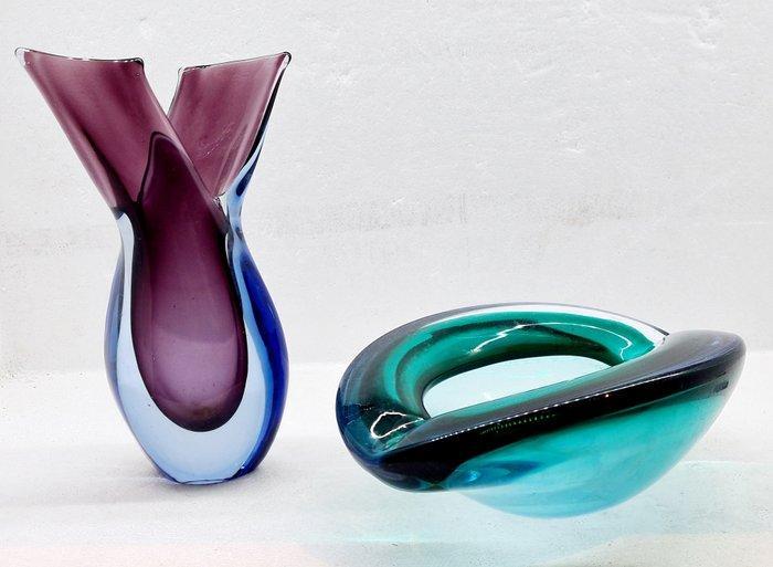 Sommerso Giant 30 cm vase - Vaas (2) - Glas, Antiek en Kunst, Antiek | Glas en Kristal