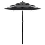 Parasol 2m Antraciet - OP = OP - Laatste kans!, Kantelbaar, Nieuw, Stokparasol, 2 tot 3 meter
