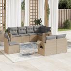 vidaXL 8-delige Loungeset met kussens poly rattan beige, Verzenden, Nieuw, Rotan, Loungeset
