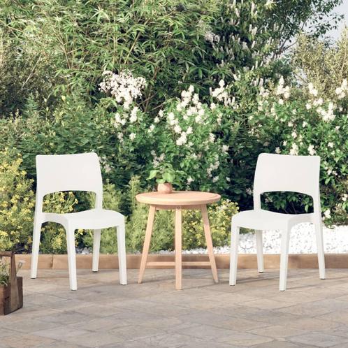 vidaXL Tuinstoelen 2 st polypropeen wit, Tuin en Terras, Tuinstoelen, Nieuw, Kunststof, Verzenden