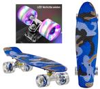 Sajan - Skateboard - LED - Penny board - Camouflage Blauw -, Sport en Fitness, Skateboarden, Verzenden, Nieuw, Skateboard
