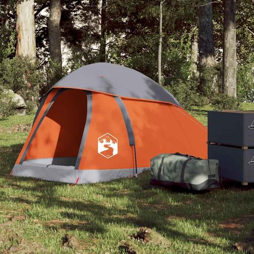 vidaXL Koepeltent 1-persoons waterdicht grijs en oranje, Caravans en Kamperen, Tenten, Nieuw, tot en met 2, Verzenden