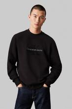 -30% Calvin Klein  Calvin Klein Chenille monologo crew neck, Verzenden, Nieuw, Zwart