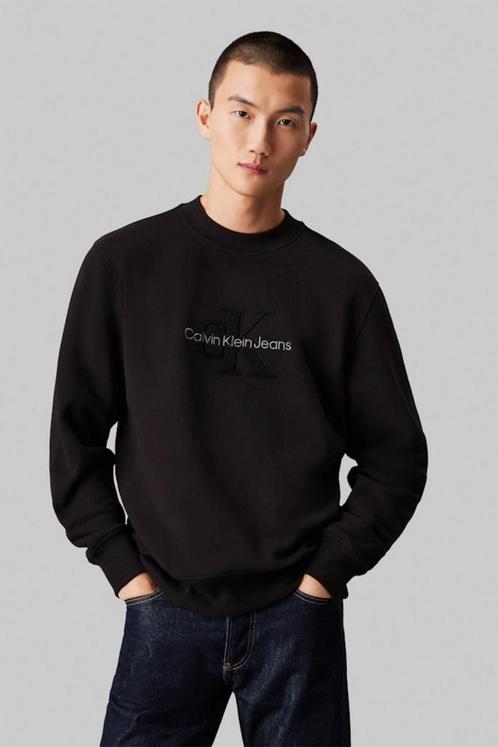 -30% Calvin Klein  Calvin Klein Chenille monologo crew neck, Kleding | Heren, Truien en Vesten, Zwart, Nieuw, Verzenden