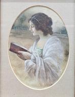 École Française (XIX-XX) - Femme Bourgeoise Lisant, Antiek en Kunst, Kunst | Schilderijen | Klassiek