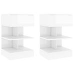 vidaXL Nachtkastjes 2 st 40x35x65 cm spaanplaat hoogglans, Minder dan 45 cm, Verzenden, Nieuw, 55 tot 70 cm