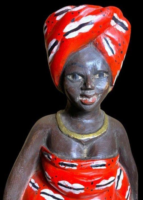 Afrikaanse vrouw met rode doek - Figuur - Onbekend (Zonder, Antiek en Kunst, Kunst | Niet-Westerse kunst