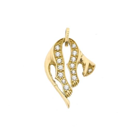 Gouden panter hanger met zirconia (sieraad, kettinghanger), Sieraden, Tassen en Uiterlijk, Bedels, Gebruikt, Overige merken, Goud