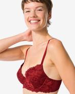 HEMA Voorgevormde kanten bh met beugel donkerrood, Verzenden