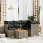 vidaXL 5-delige Loungeset met kussens poly rattan grijs, Verzenden, Nieuw, Rotan, Loungeset